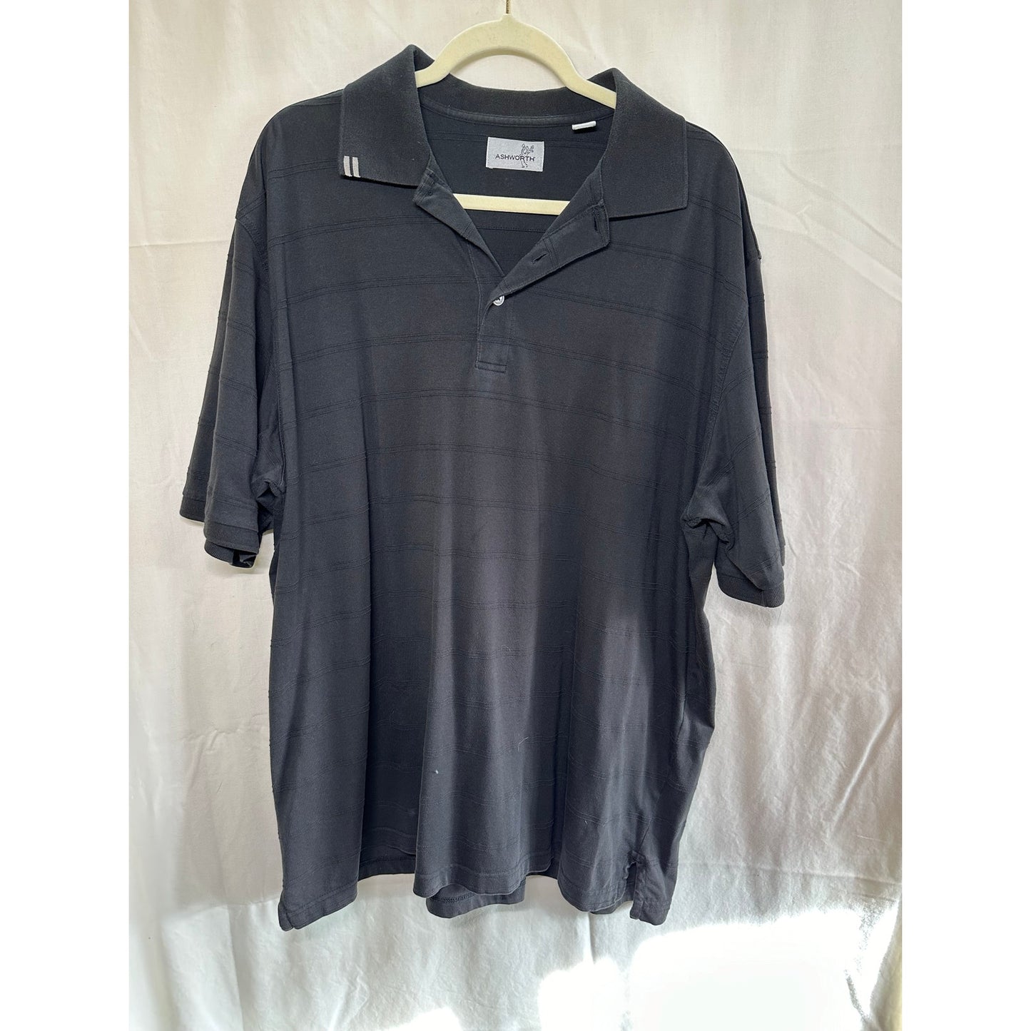 Ashworth Black Pinstripe Polo Shirt - Men's Size XL