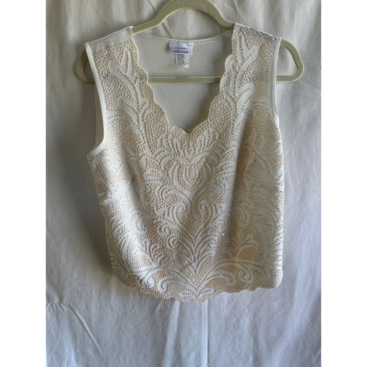 Dressbarn Collection White Beaded Tank Top