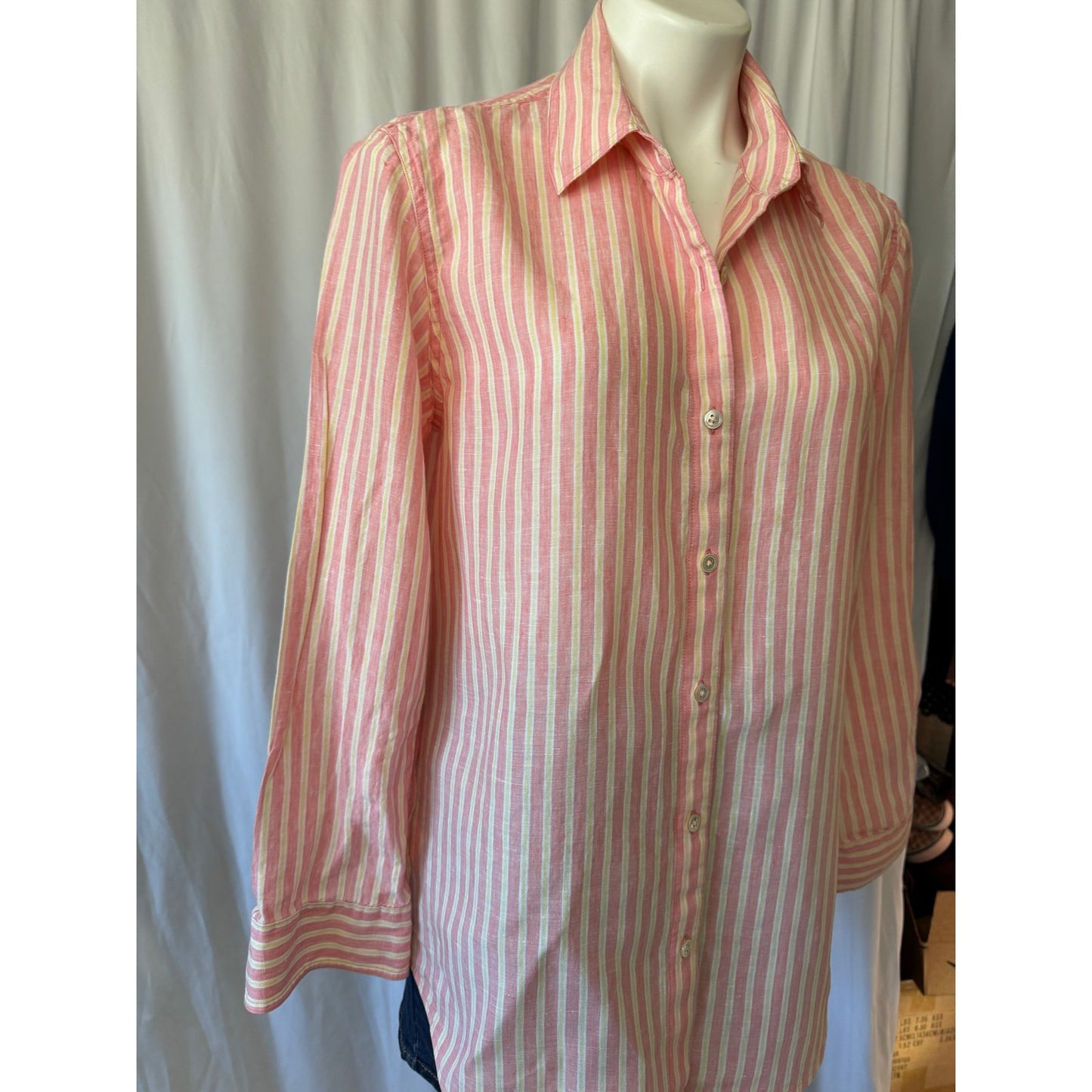 Tommy Bahama Women's Pink Striped Button-Down Shirt - M