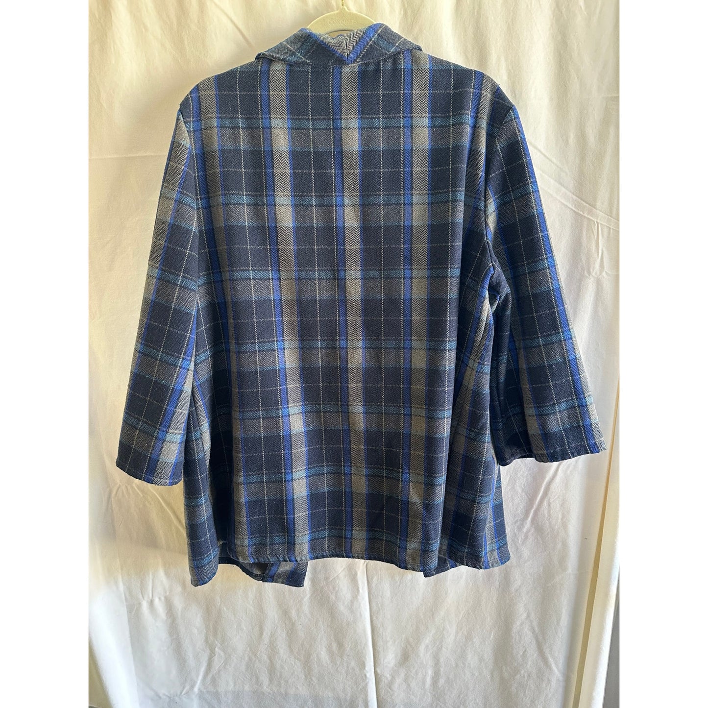 Travel Elements Blue Plaid Open-Front Blazer - Size XL