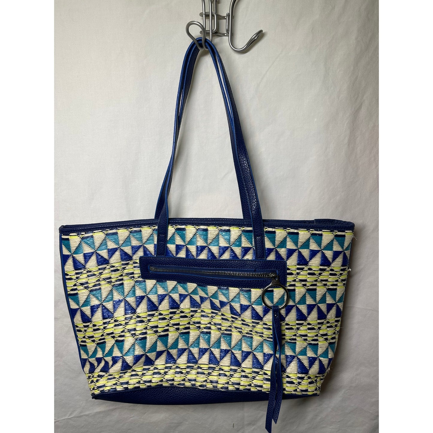 Nine West Geometric Tote Bag - Blue and Yellow