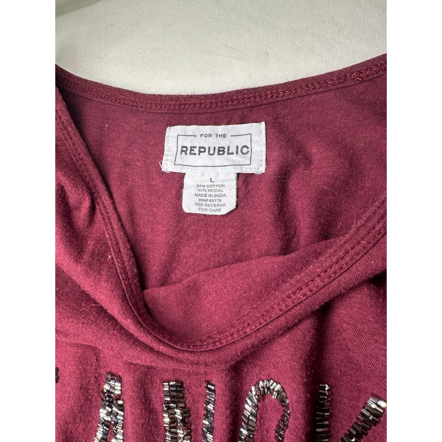 For The Republic "FANCY" Beaded Tank Top - Size Large