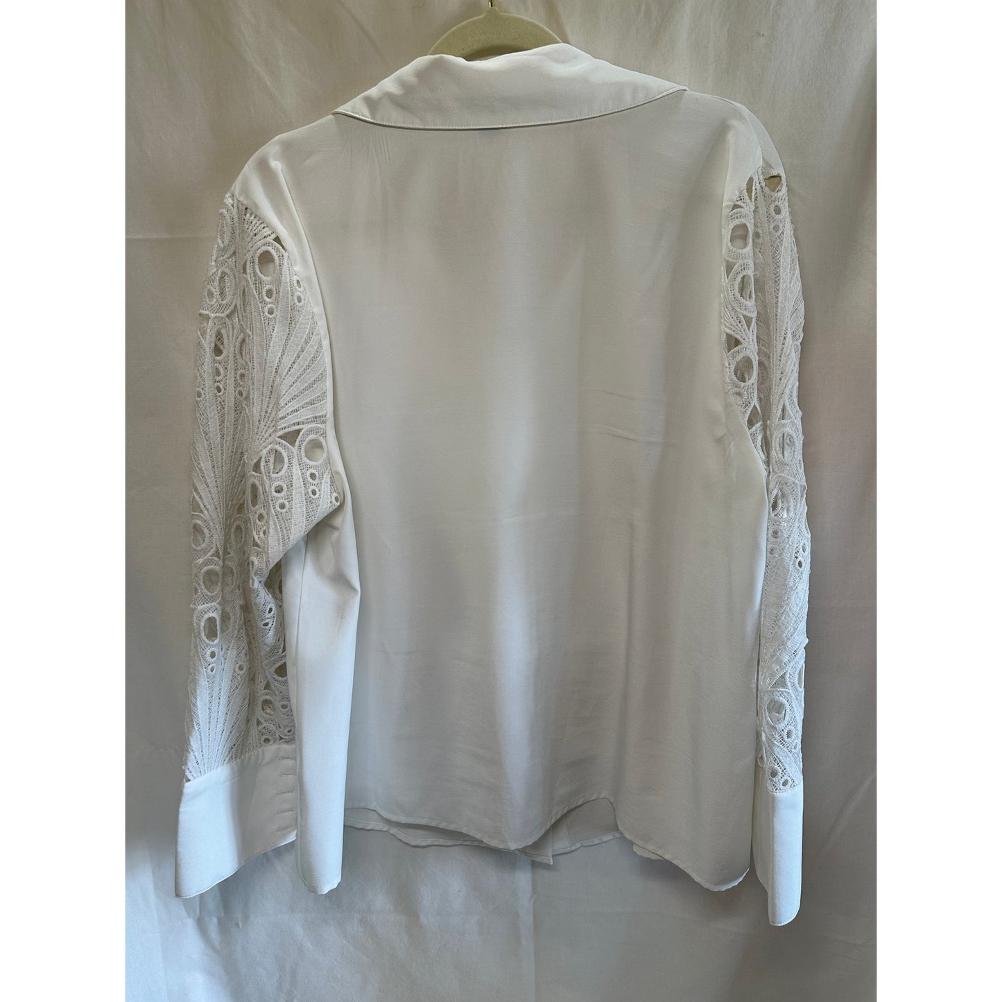 SHEIN Curve White Button-Up Blouse with Lace Sleeves - Size 2XL