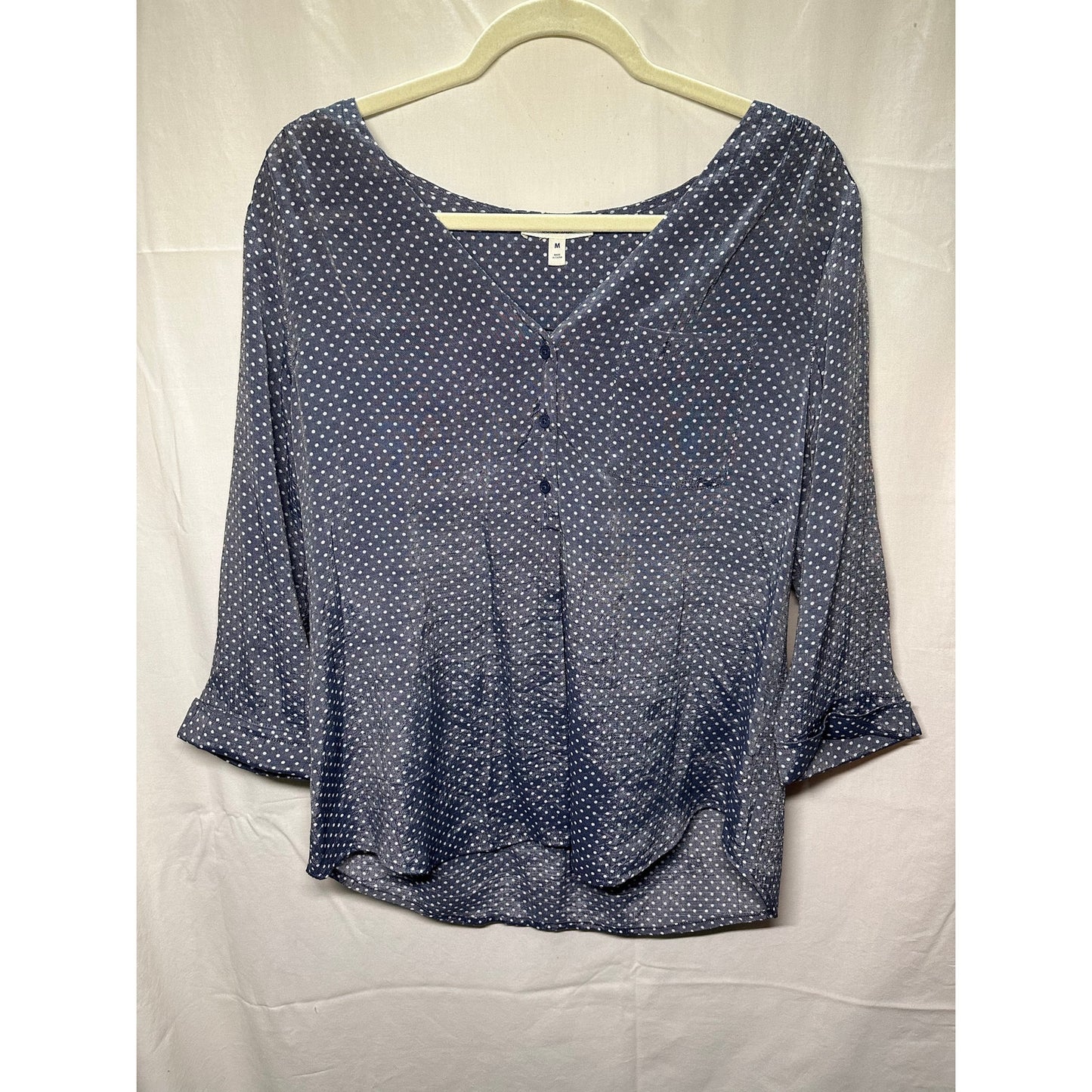 Como Blu Blue Polka Dot Button-Up Blouse - Size Medium