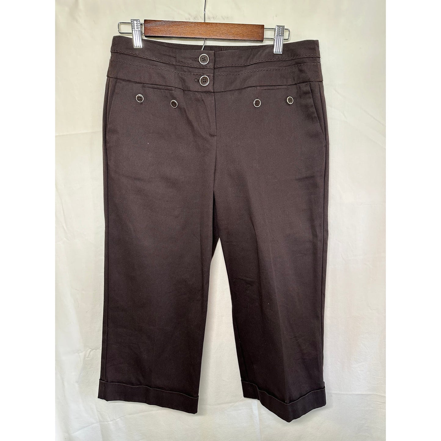 Larry Levine Stretch Brown Capri Pants - Size 8