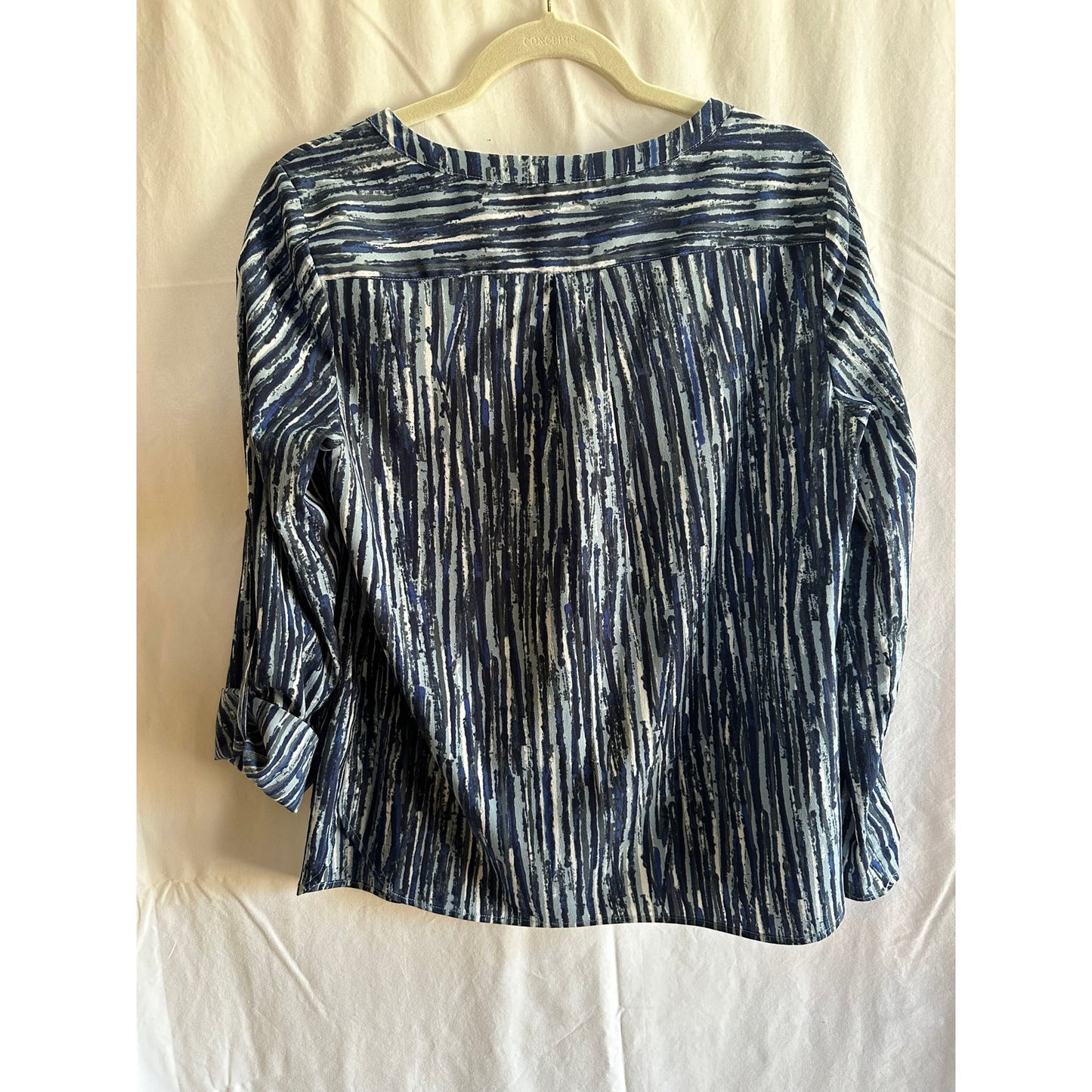 Anne Klein Women's Blue Abstract Print Blouse - Size Medium