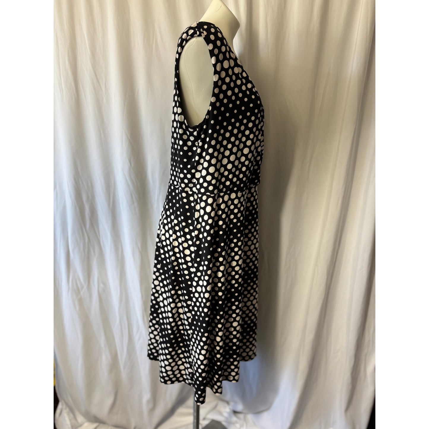 I.N. Studio Black and White Polka Dot Wrap Dress - 1X