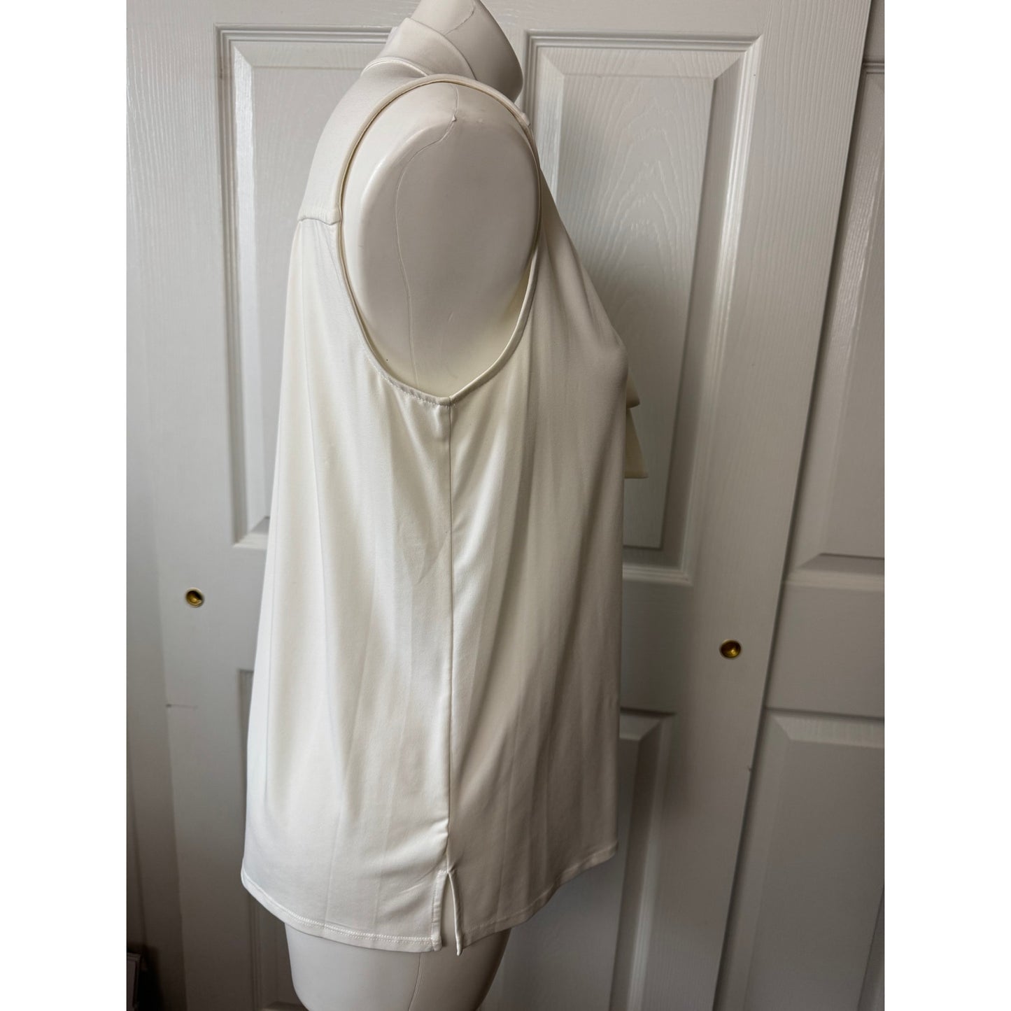 Tommy Hilfiger Women's White Sleeveless Blouse with Necktie-Scarf - Medium