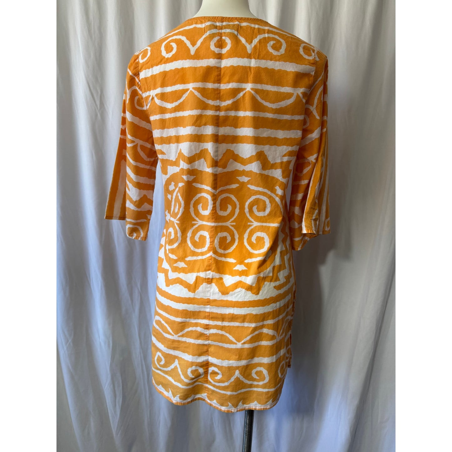 Bamboo Threads Orange and White Tunic Dress - Size S/M