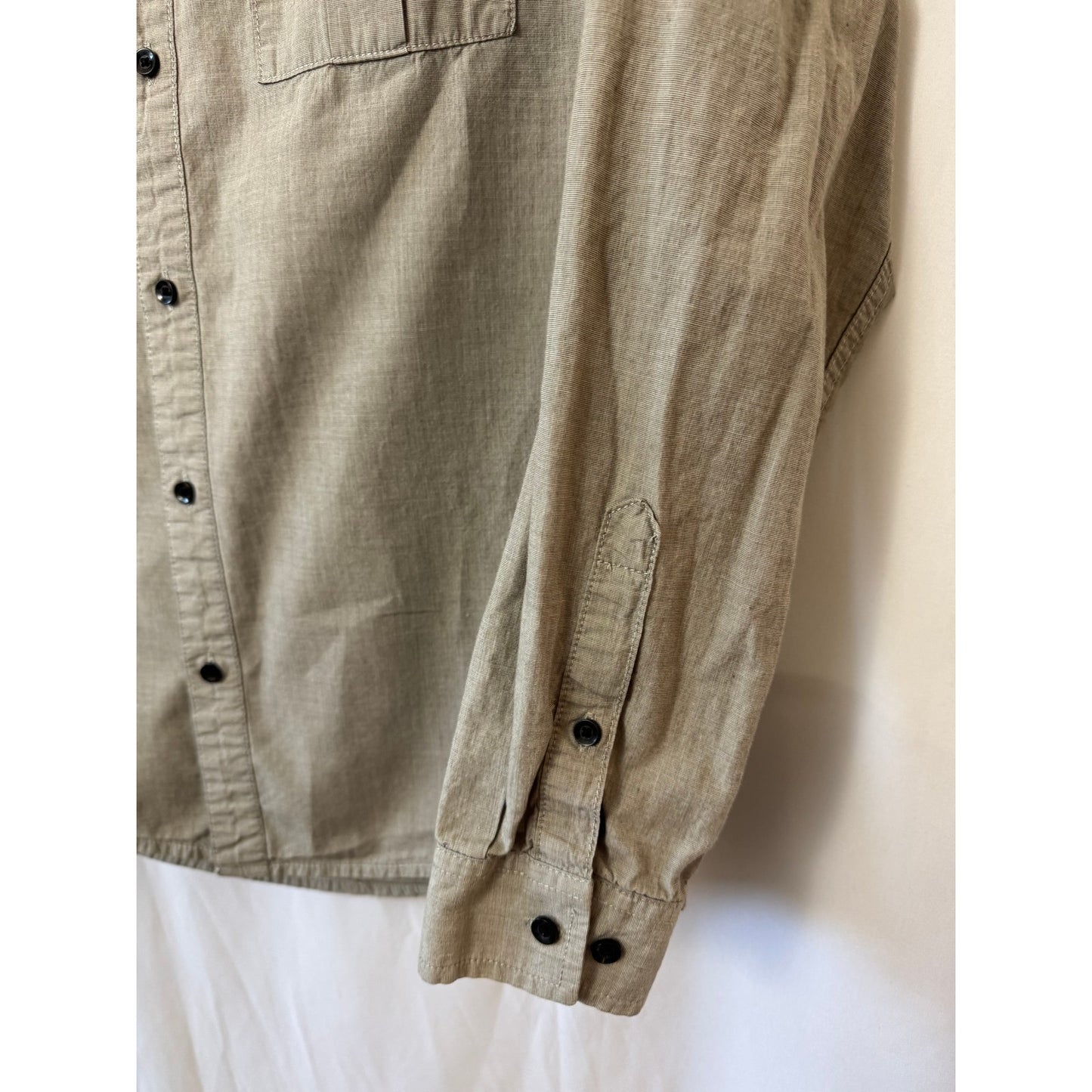 H&M Men's Beige Button-Up Shirt - Size Medium