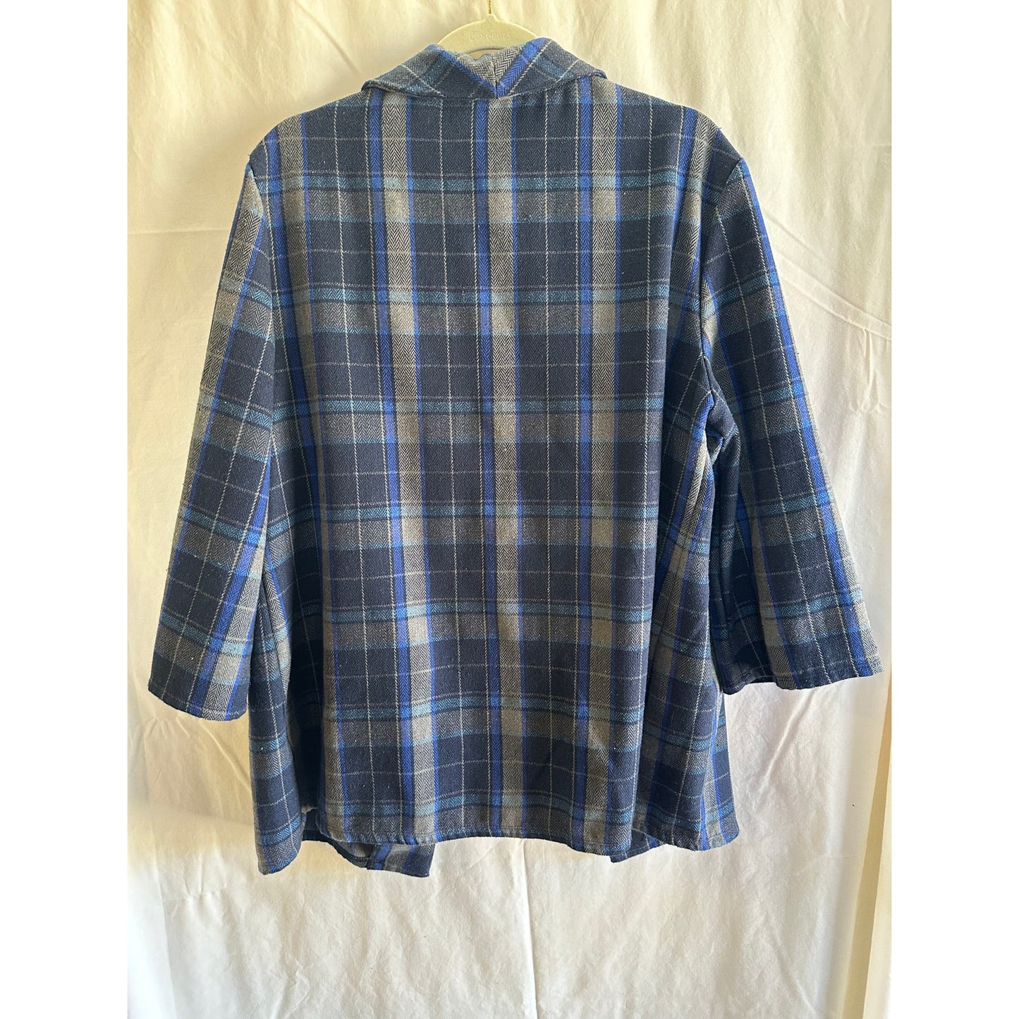 Travel Elements Blue Plaid Open-Front Blazer - Size XL