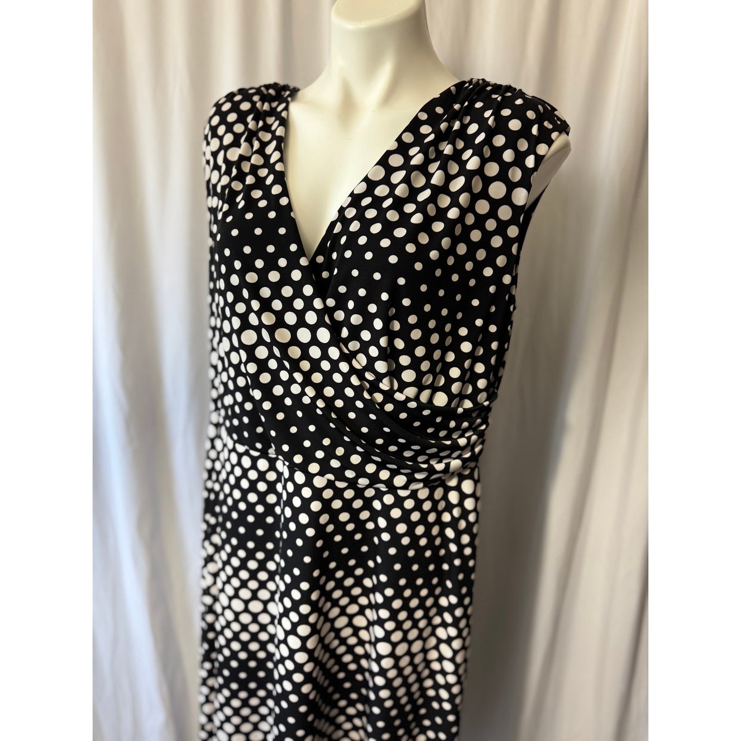 I.N. Studio Black and White Polka Dot Wrap Dress - 1X