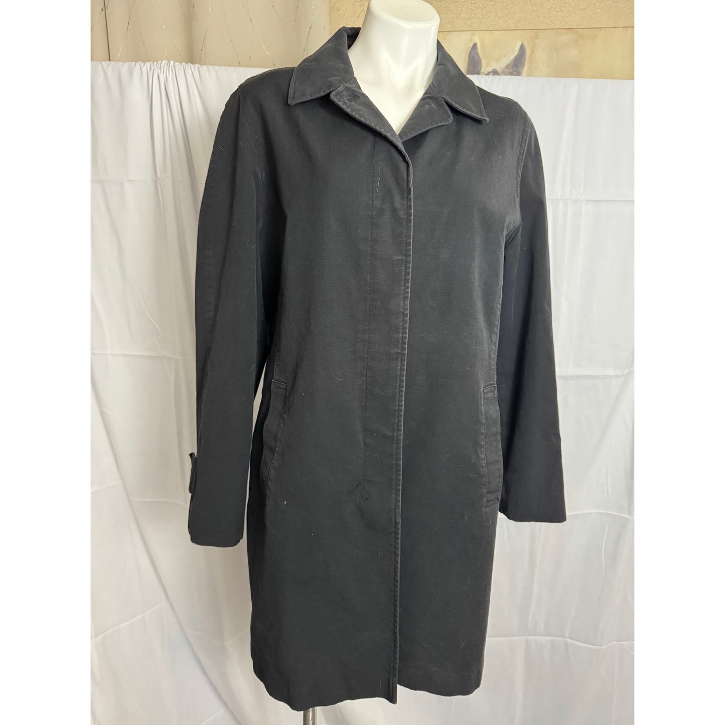 Vintage London Fog Ladies Black Button-Up Jacket with Toile Lining