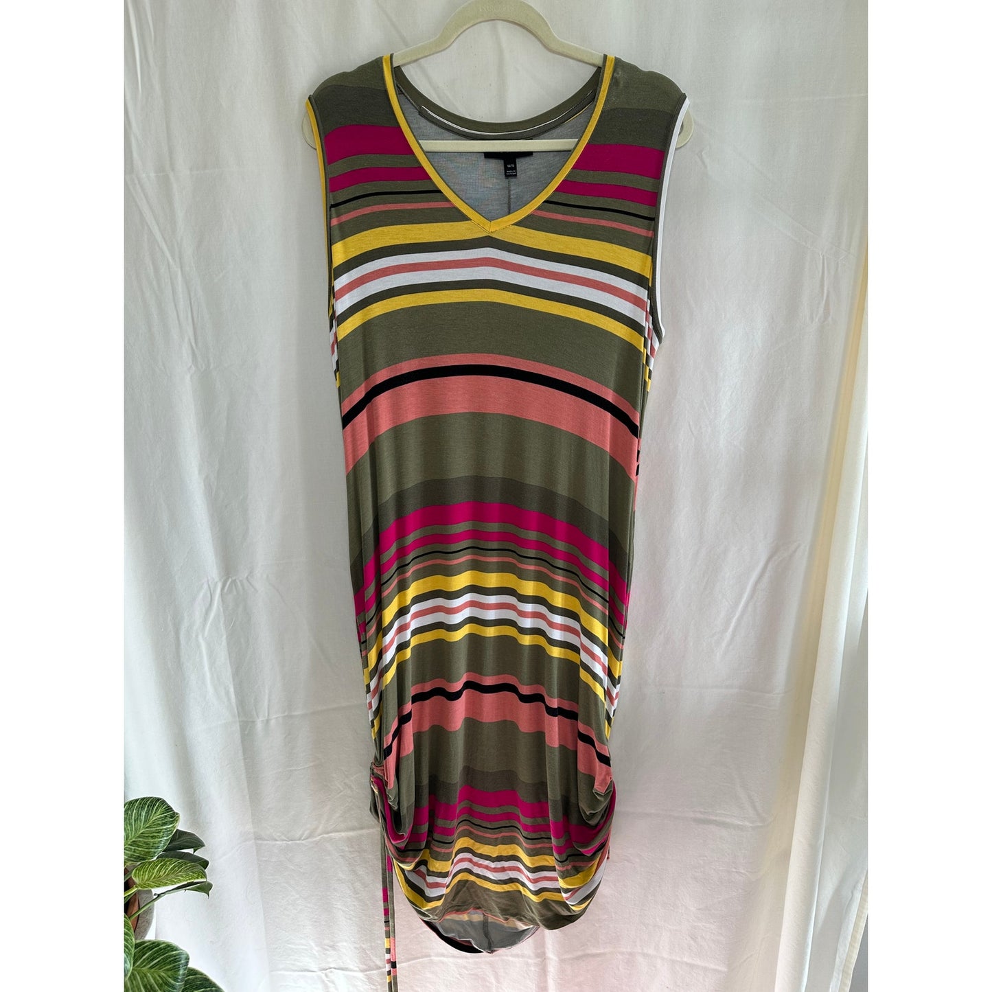 Lane Bryant Striped Jersey Knit Dress with Adjustable Drawstring Sides - Size 14/16