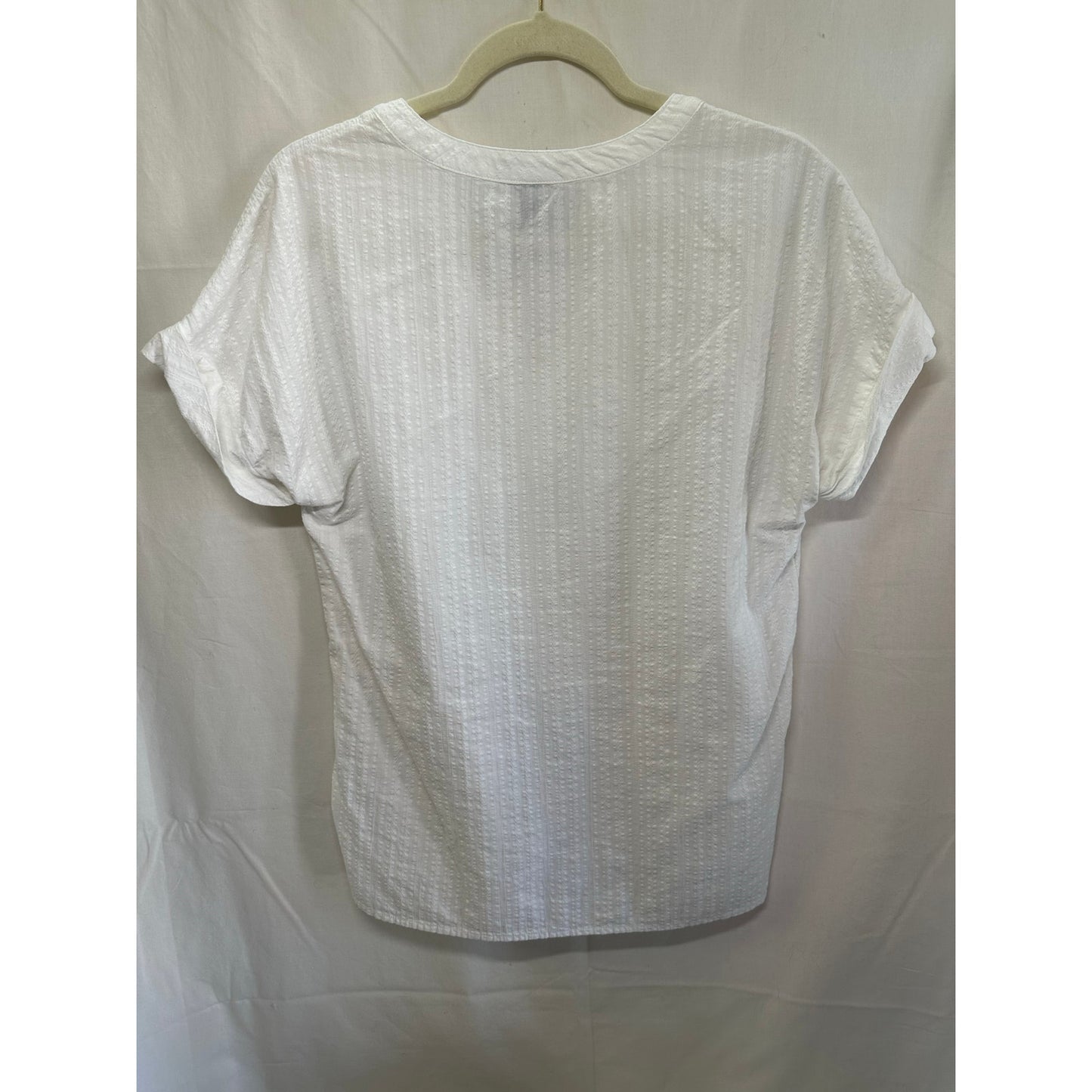 Matty M White Textured Split-Neck Blouse - Size Small