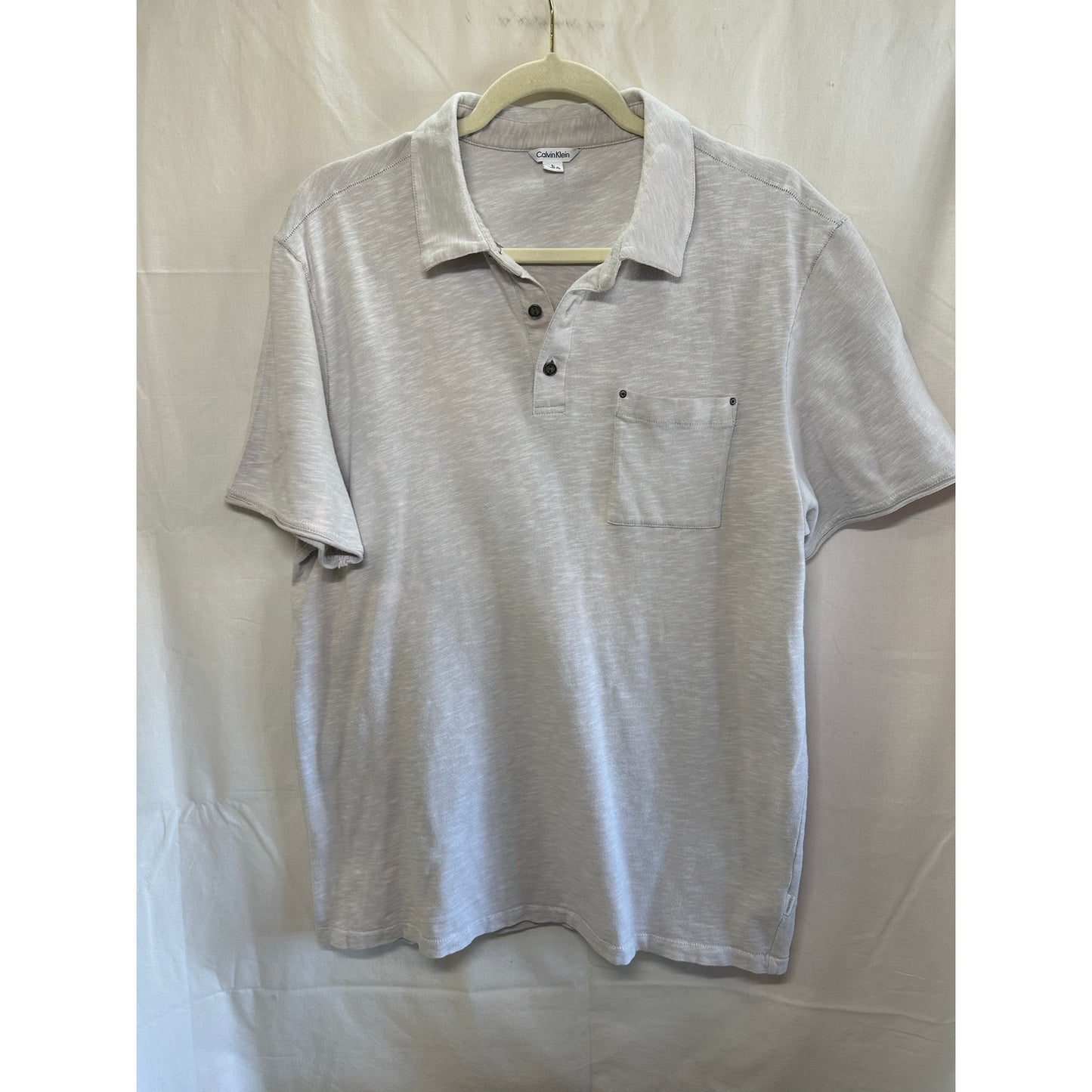 Calvin Klein Light Gray Polo Shirt - Size Large