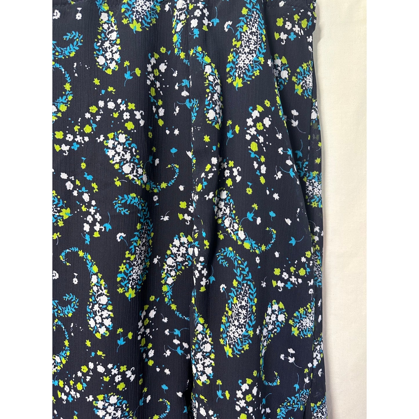 Laura Scott Navy Paisley Vine Print Skirt - Size Large