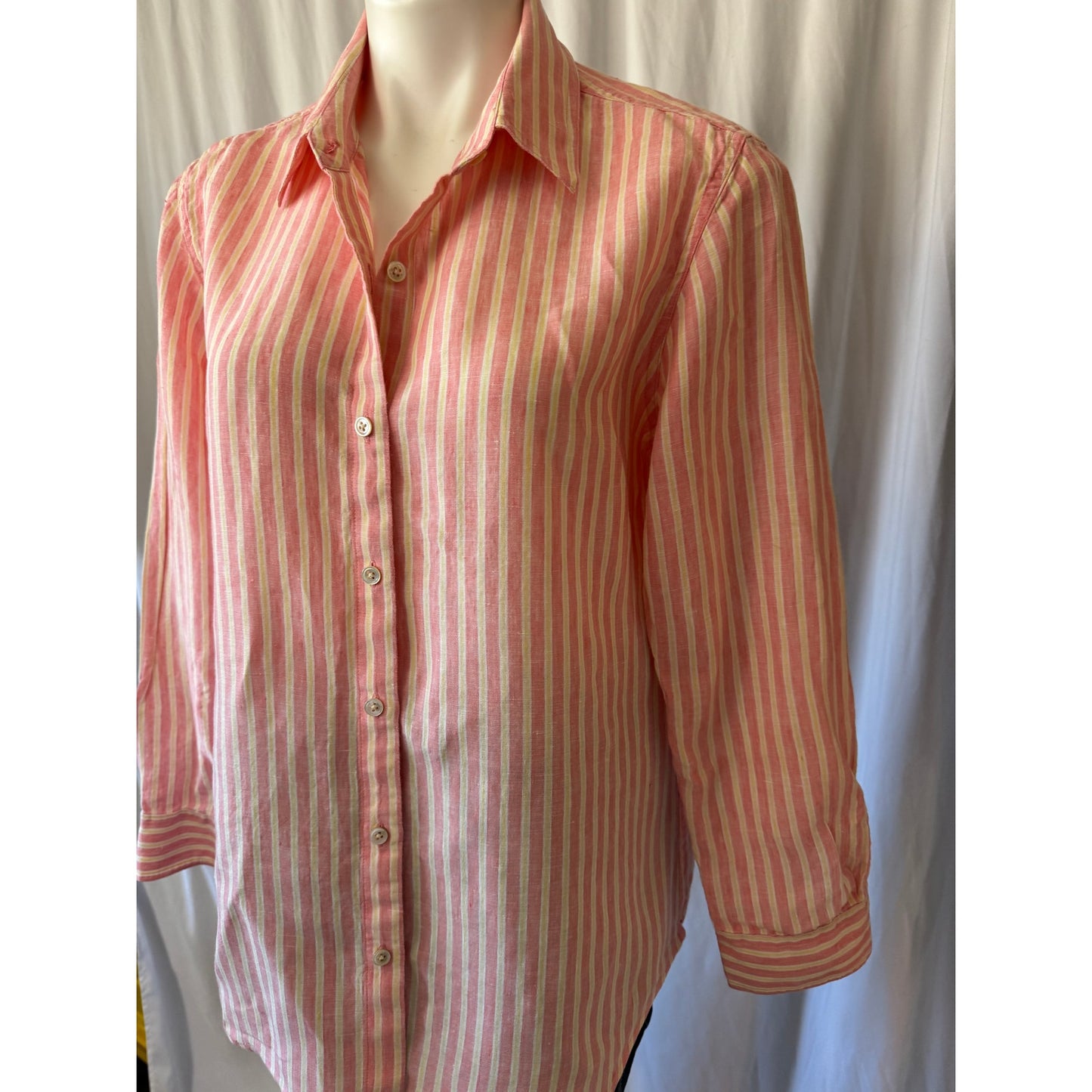 Tommy Bahama Women's Pink Striped Button-Down Shirt - M