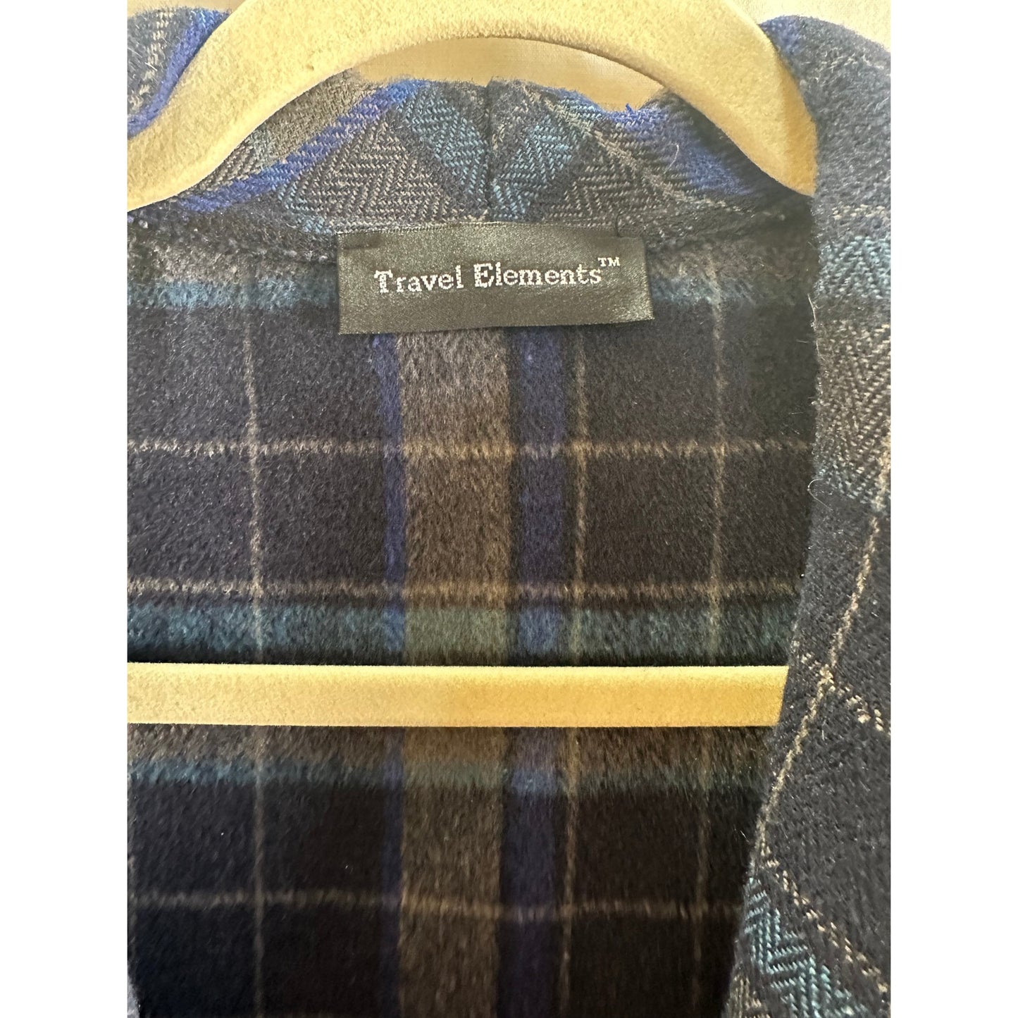 Travel Elements Blue Plaid Open-Front Blazer - Size XL