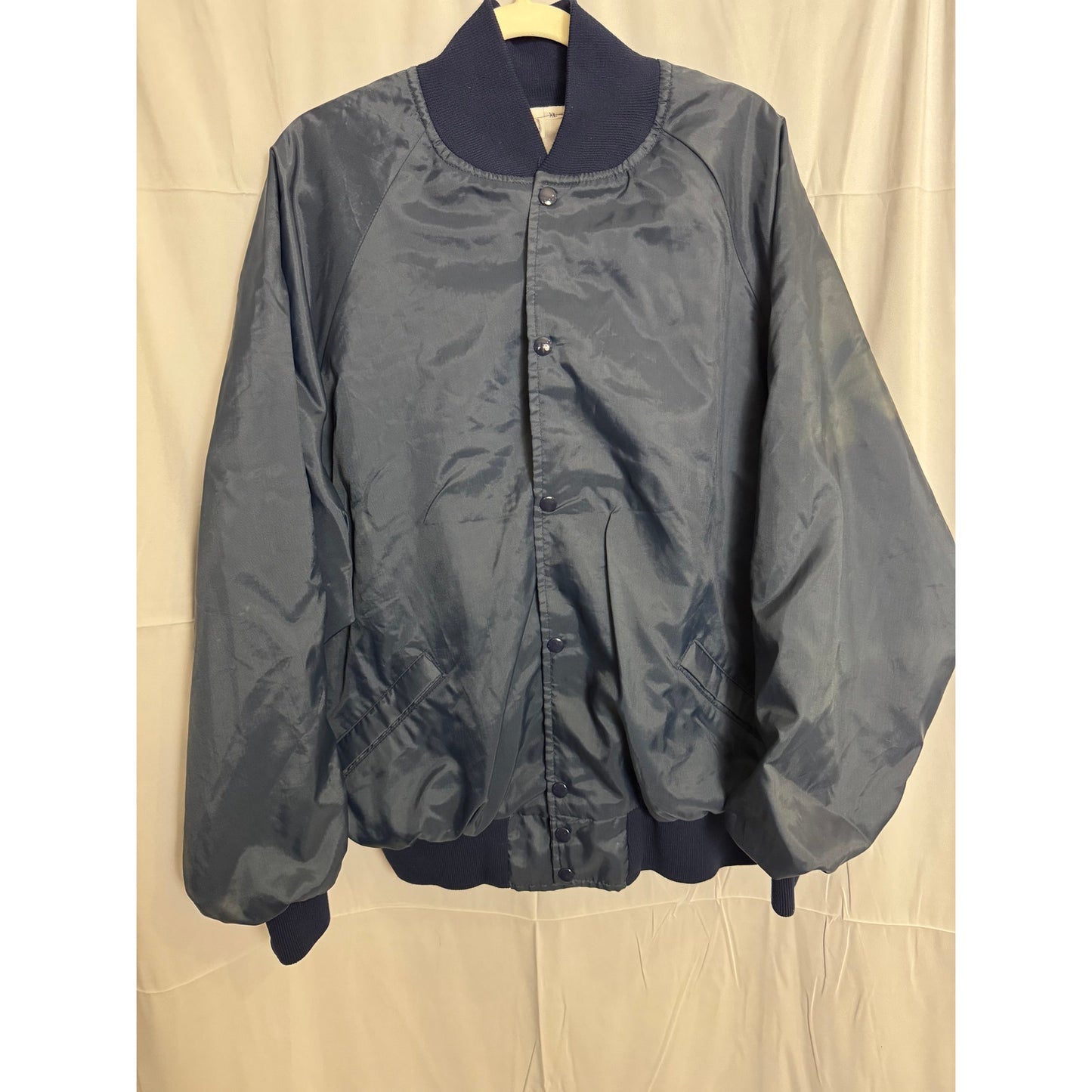 Vintage Honig's Whistle Stop Navy Blue Varsity Bomber Jacket