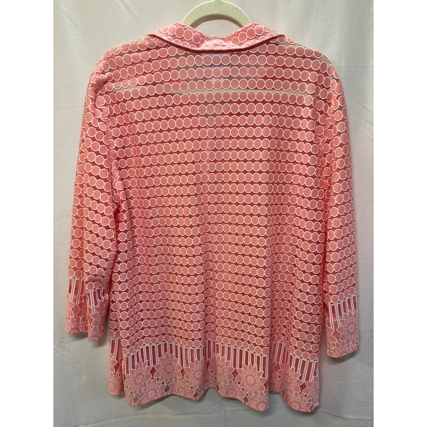 Alfred Dunner Coral Circle Print Button-Up Blouse - Size XL