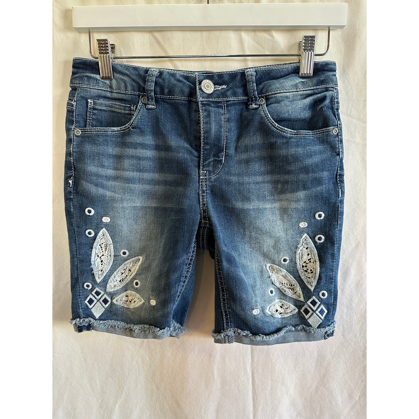 Mudd Girls' Denim Embroidered Shorts - Size 14