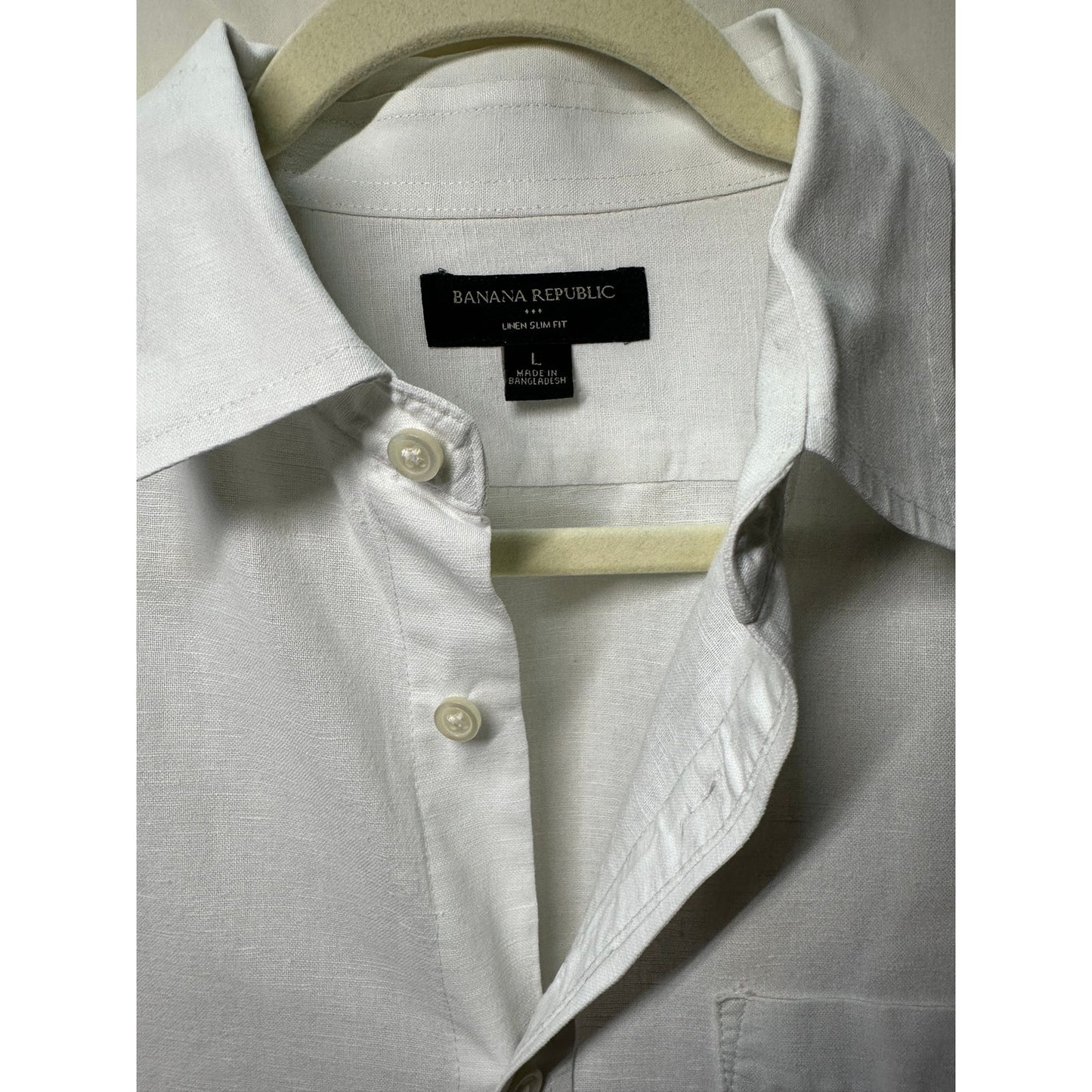 Banana Republic White Linen Slim Fit Button-Up Shirt - Size Large