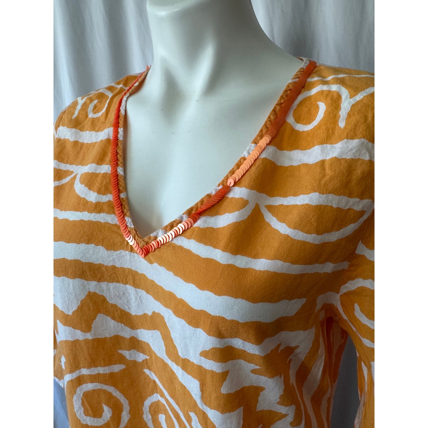 Bamboo Threads Orange and White Tunic Dress - Size S/M