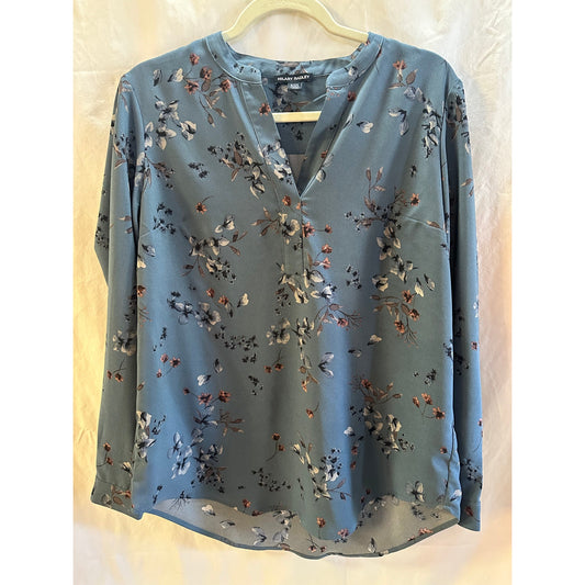 Hilary Radley Blue Floral Blouse - Size Small