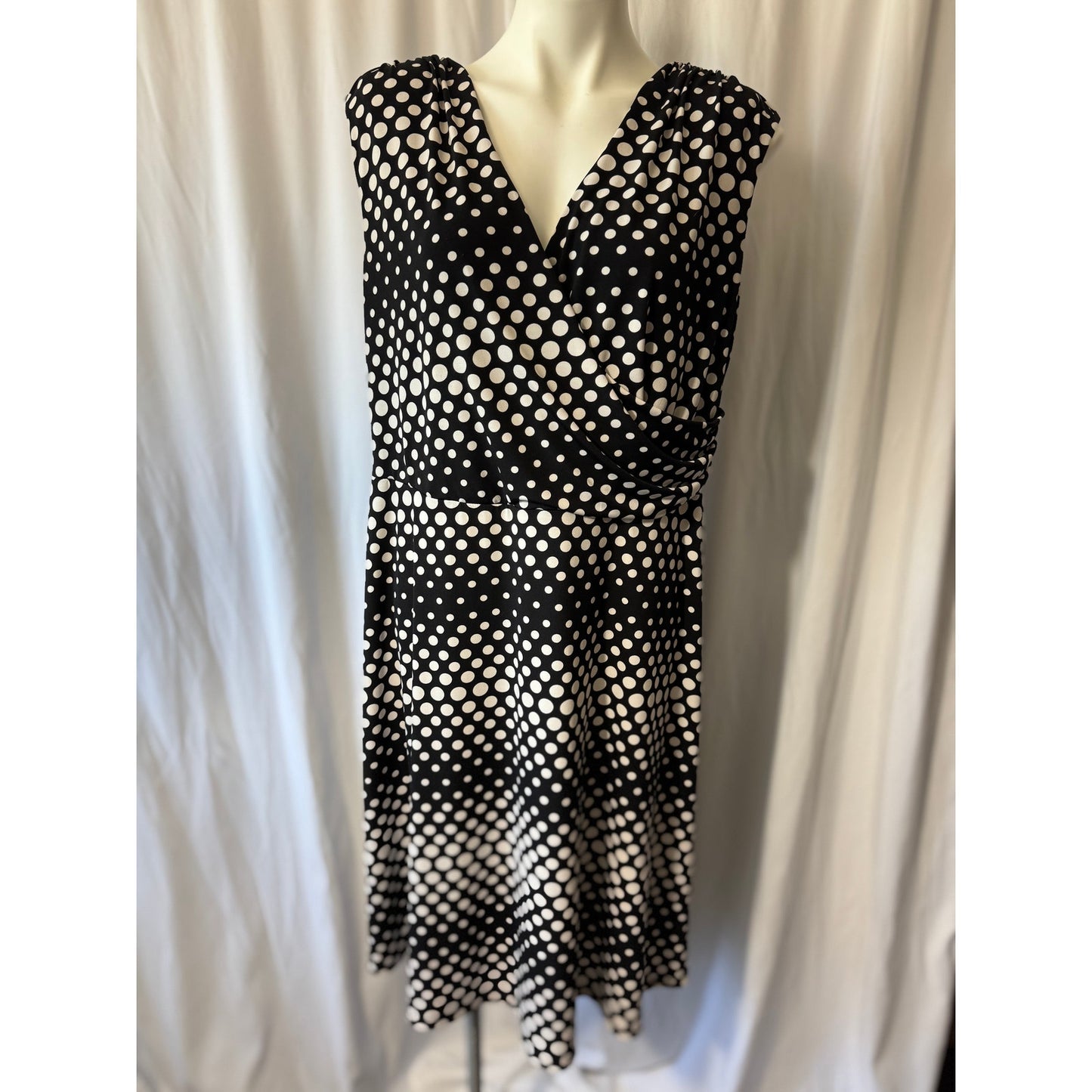 I.N. Studio Black and White Polka Dot Wrap Dress - 1X