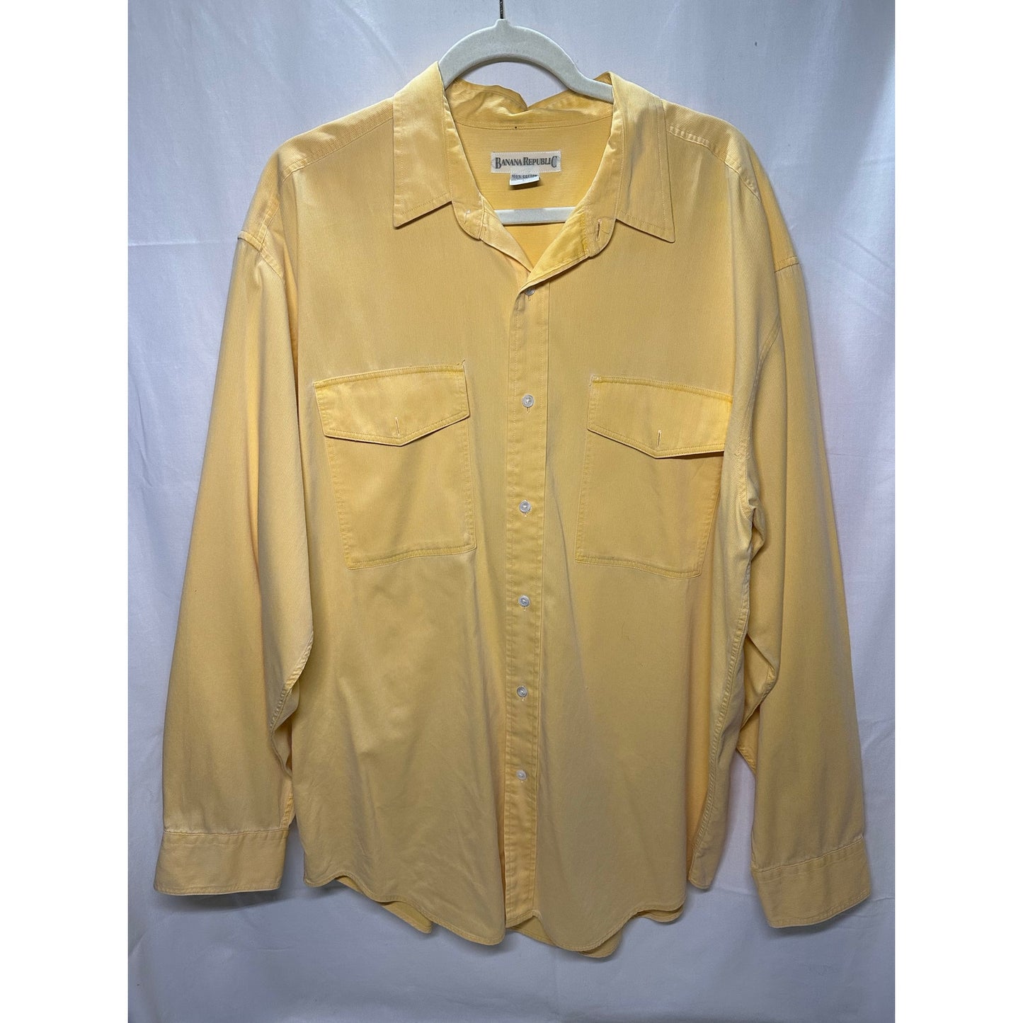 Vintage Banana Republic Yellow Button-Up Shirt - Early 1990s - Size Large