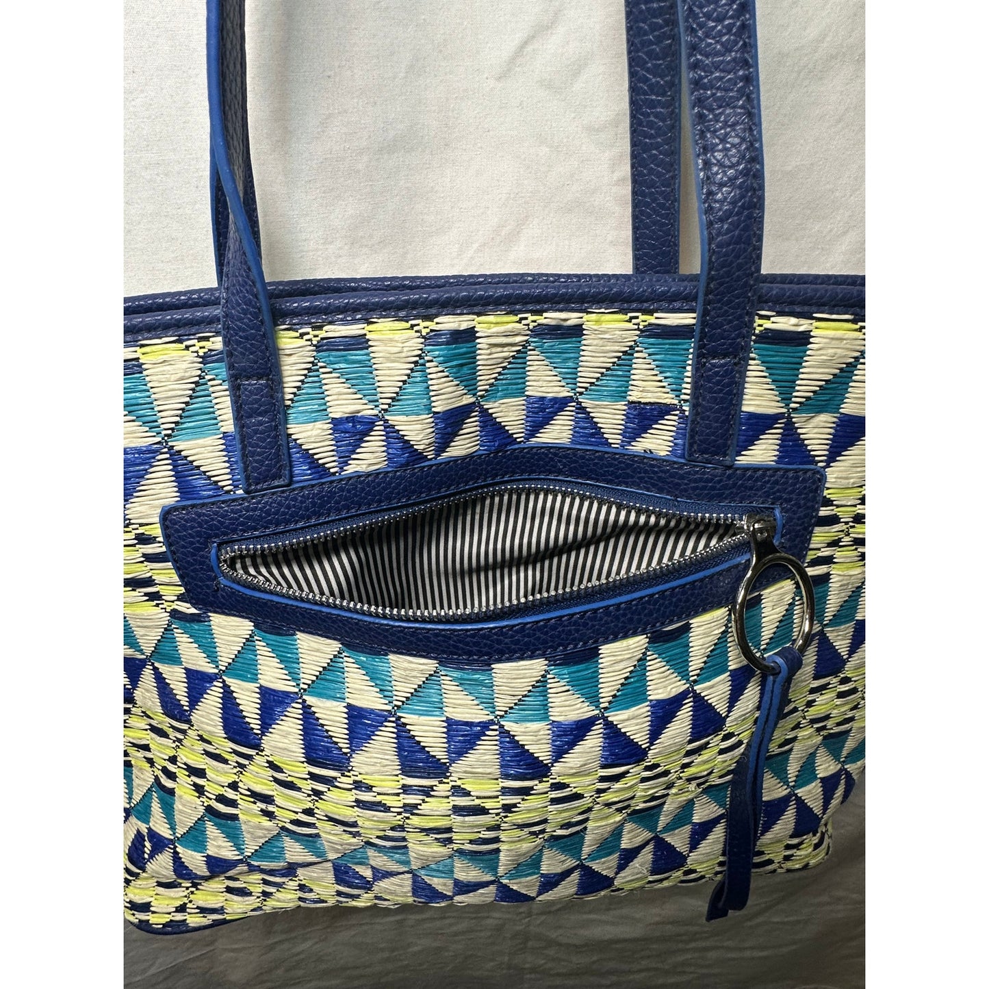 Nine West Geometric Tote Bag - Blue and Yellow