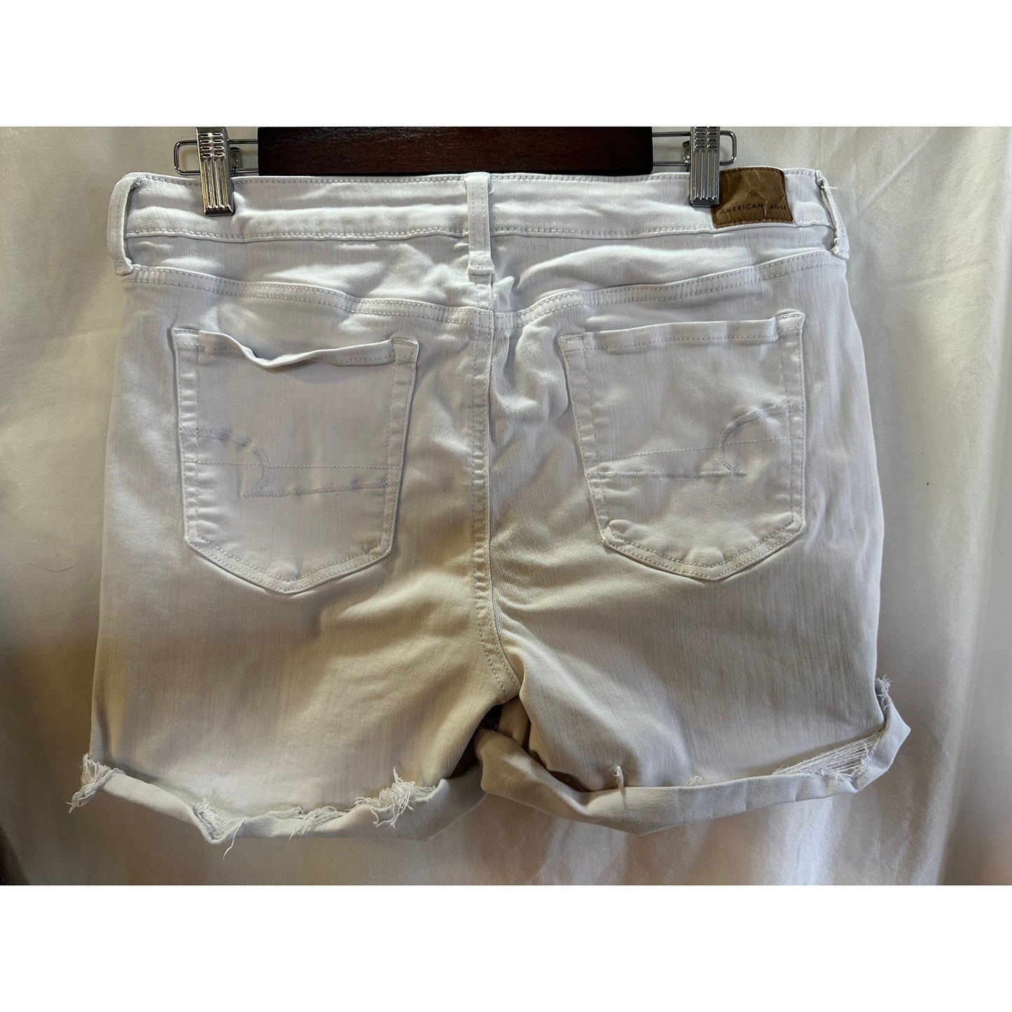 American Eagle White Distressed Denim Shorts - Size 14