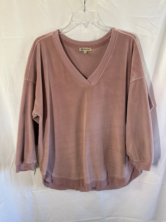 Democracy Women's V-Neck Plush Sweater - Size L - Soft Mauve