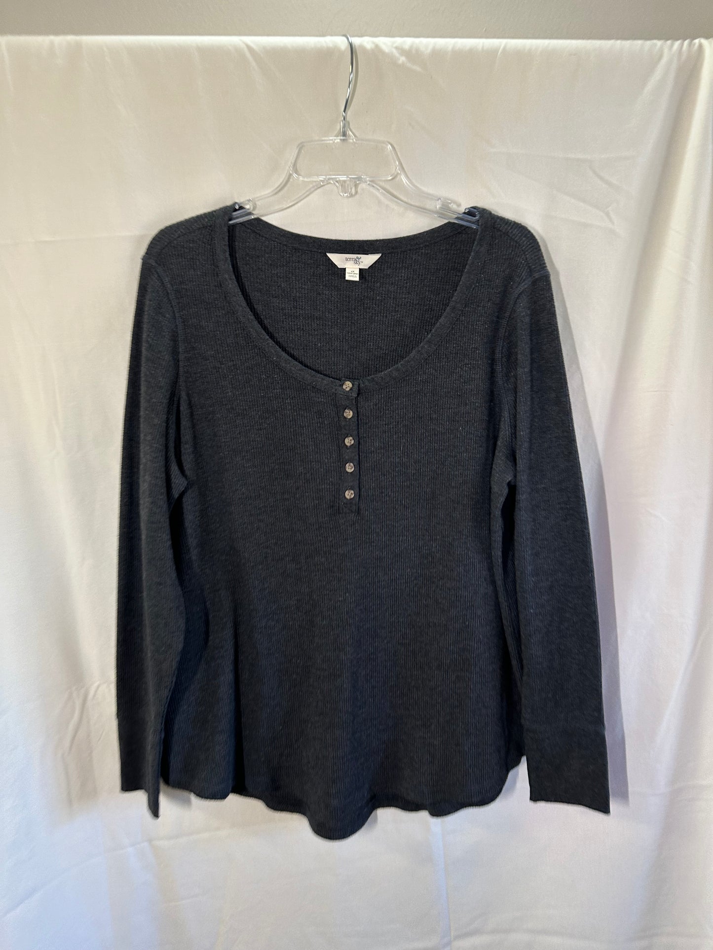 Terra & Sky Cozy Ribbed Long Sleeve Top - Size 1X