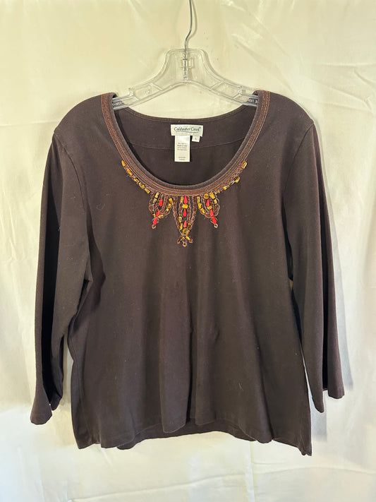 Coldwater Creek Stylish Brown Long Sleeve Top