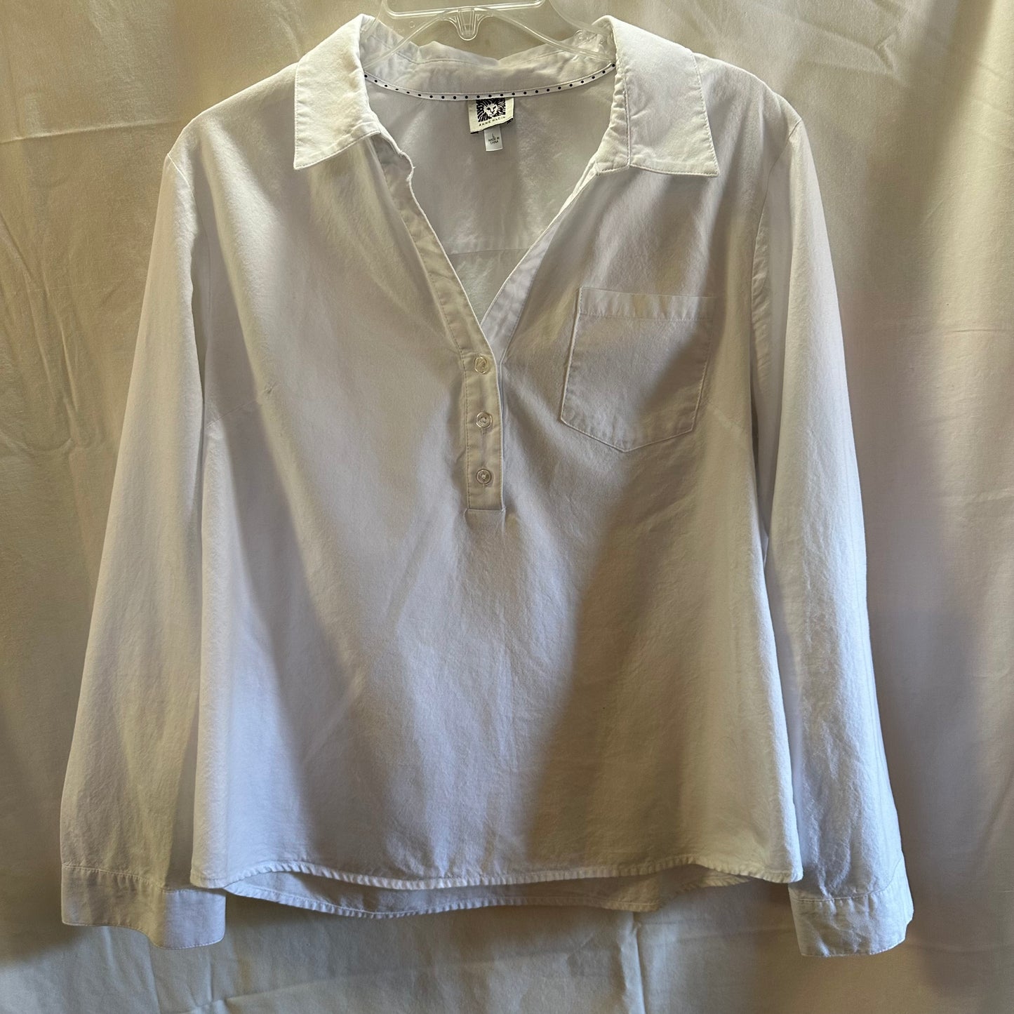 Essential Anne Klein Women's White Long Sleeve Blouse - Size L