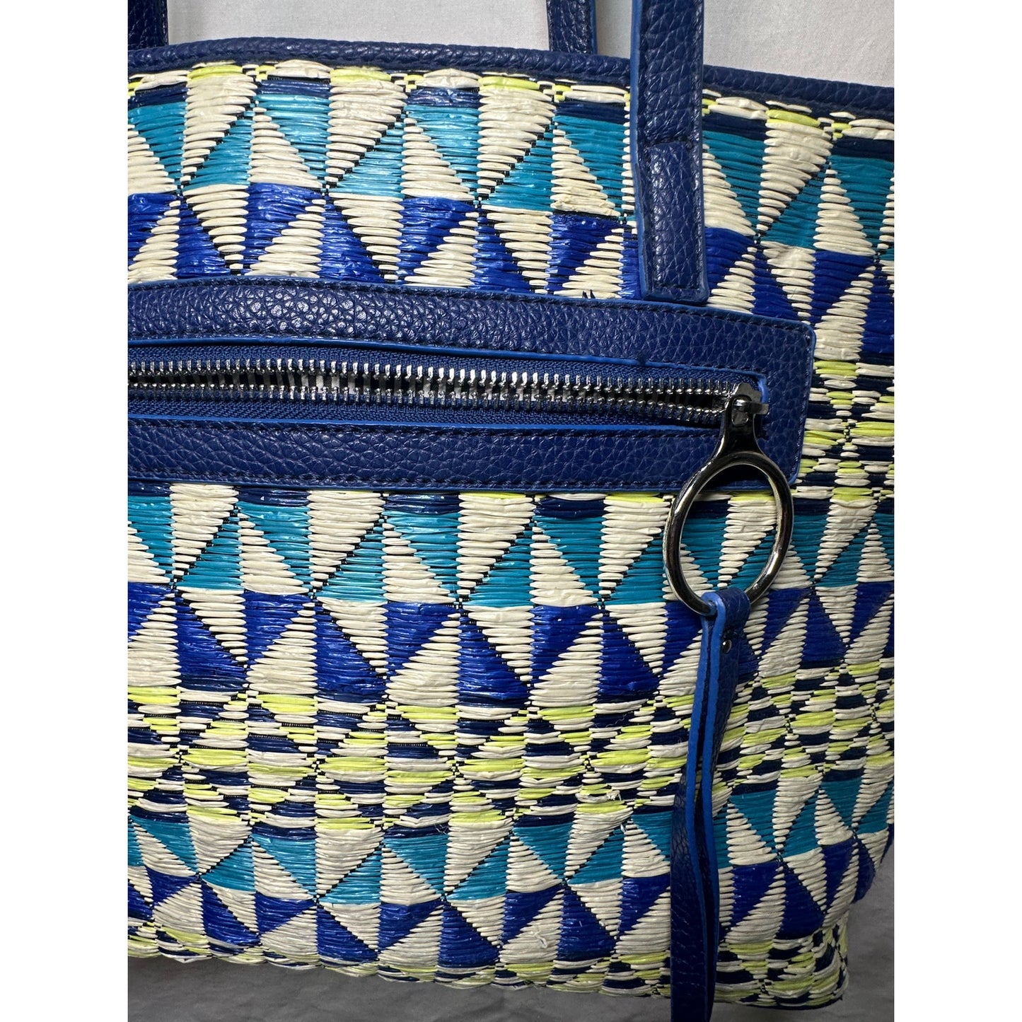 Nine West Geometric Tote Bag - Blue and Yellow