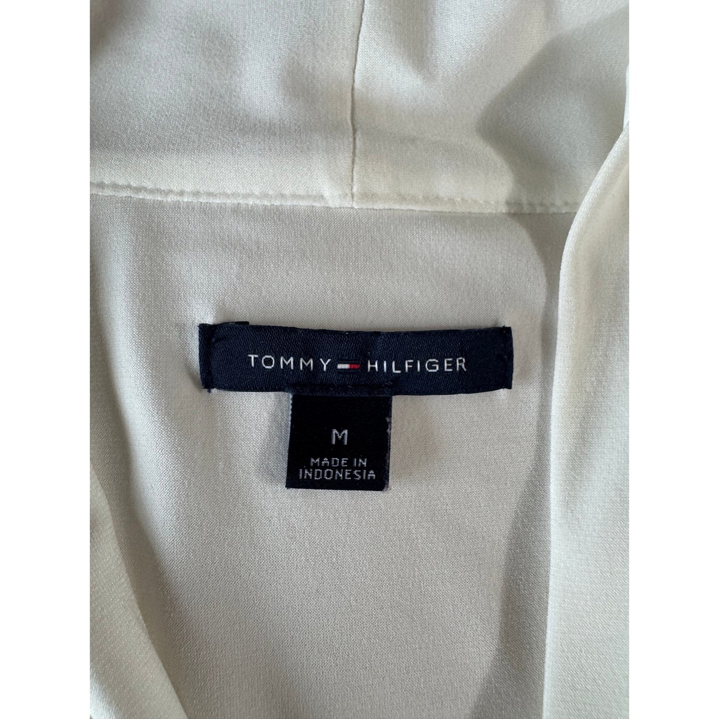 Tommy Hilfiger Women's White Sleeveless Blouse with Necktie-Scarf - Medium