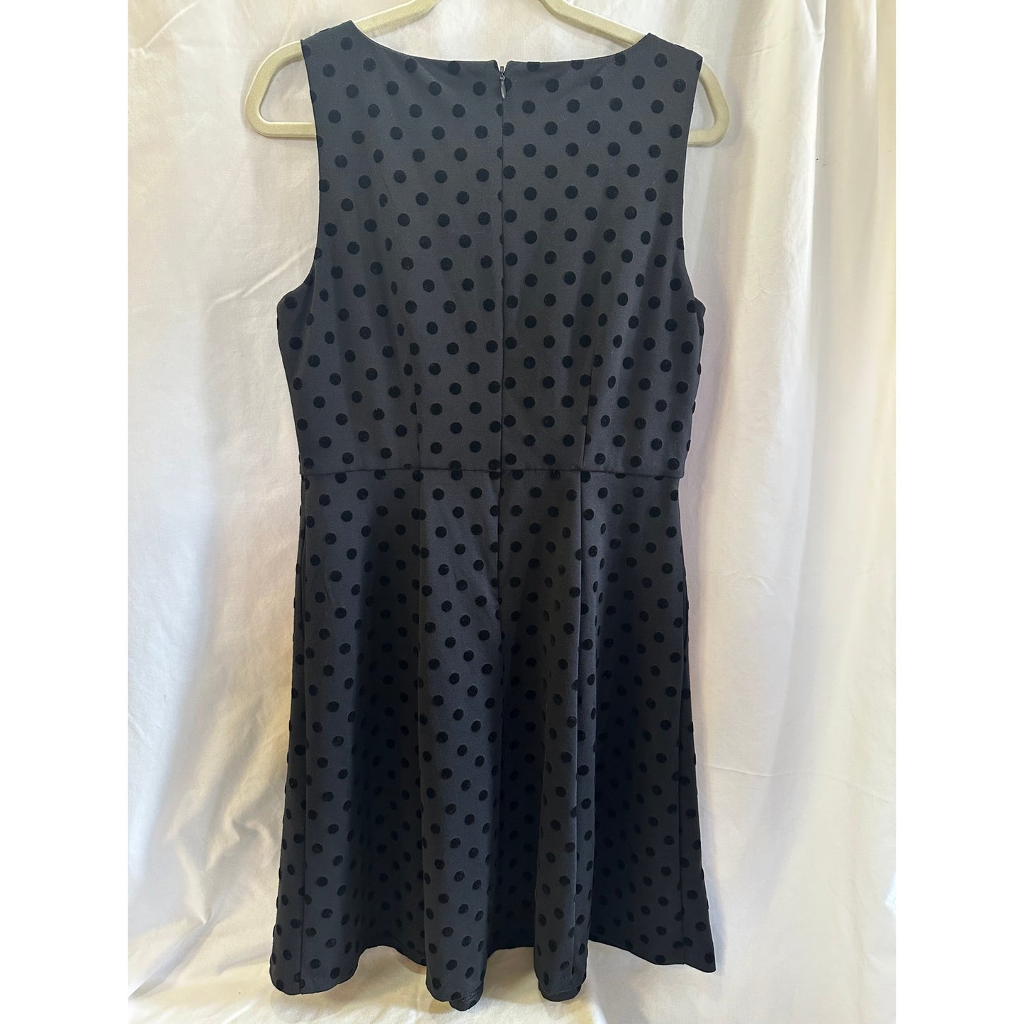 Elle Black Polka Dot Fit-and-Flare Dress - Size Medium