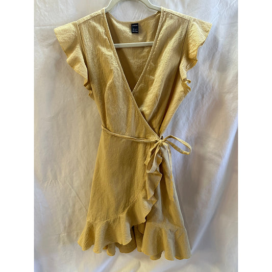 Shein XL Ruffled Wrap Dress - Mustard Yellow