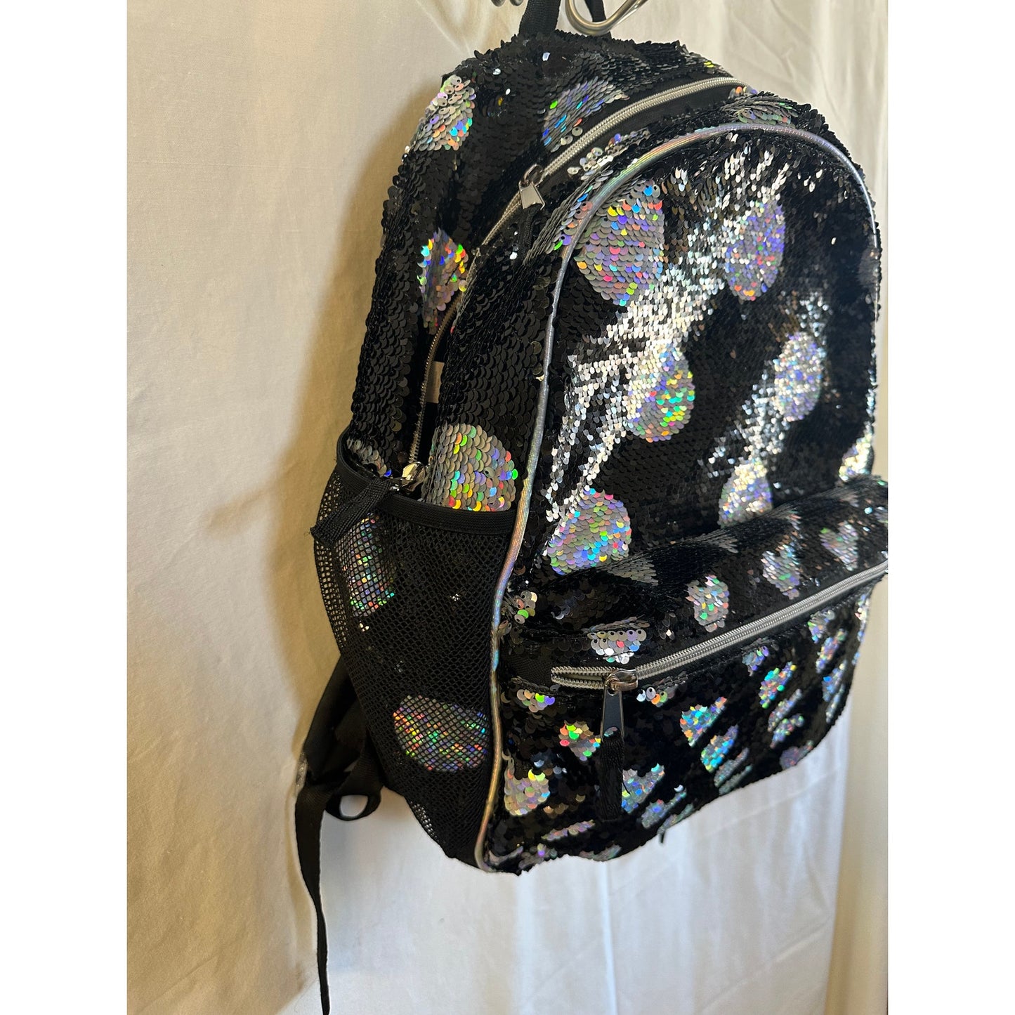 Children’s Place Black Sequin Heart and Dot Backpack