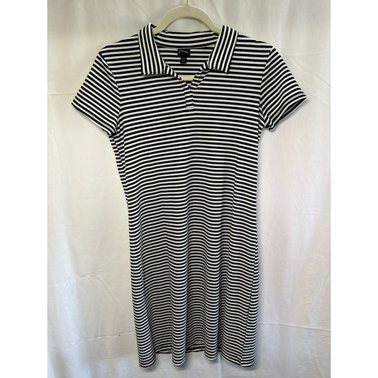 Art Class Black and White Striped Polo Dress - Girls Size 14/16