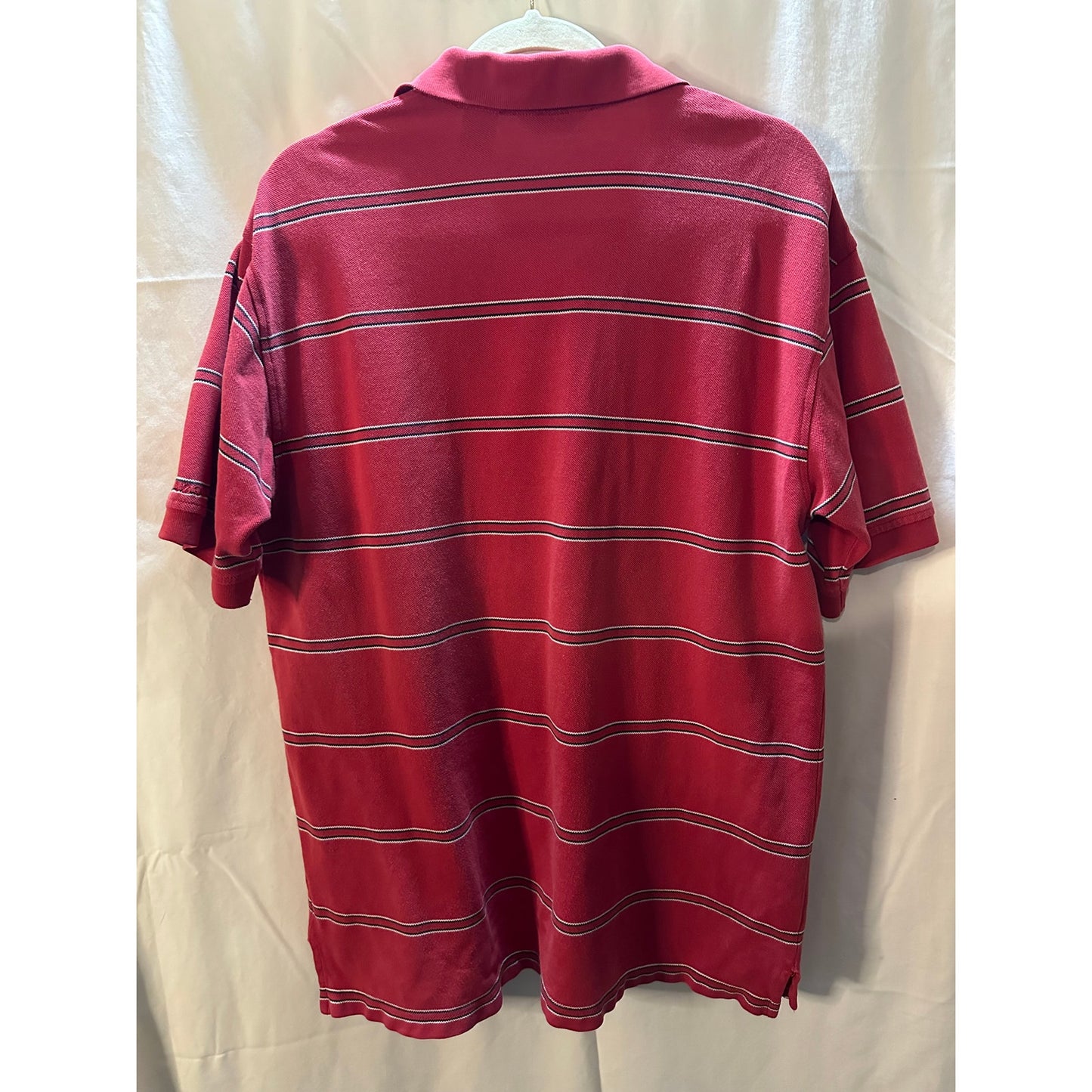 Vintage IZOD Red Striped Polo Shirt - Size Large