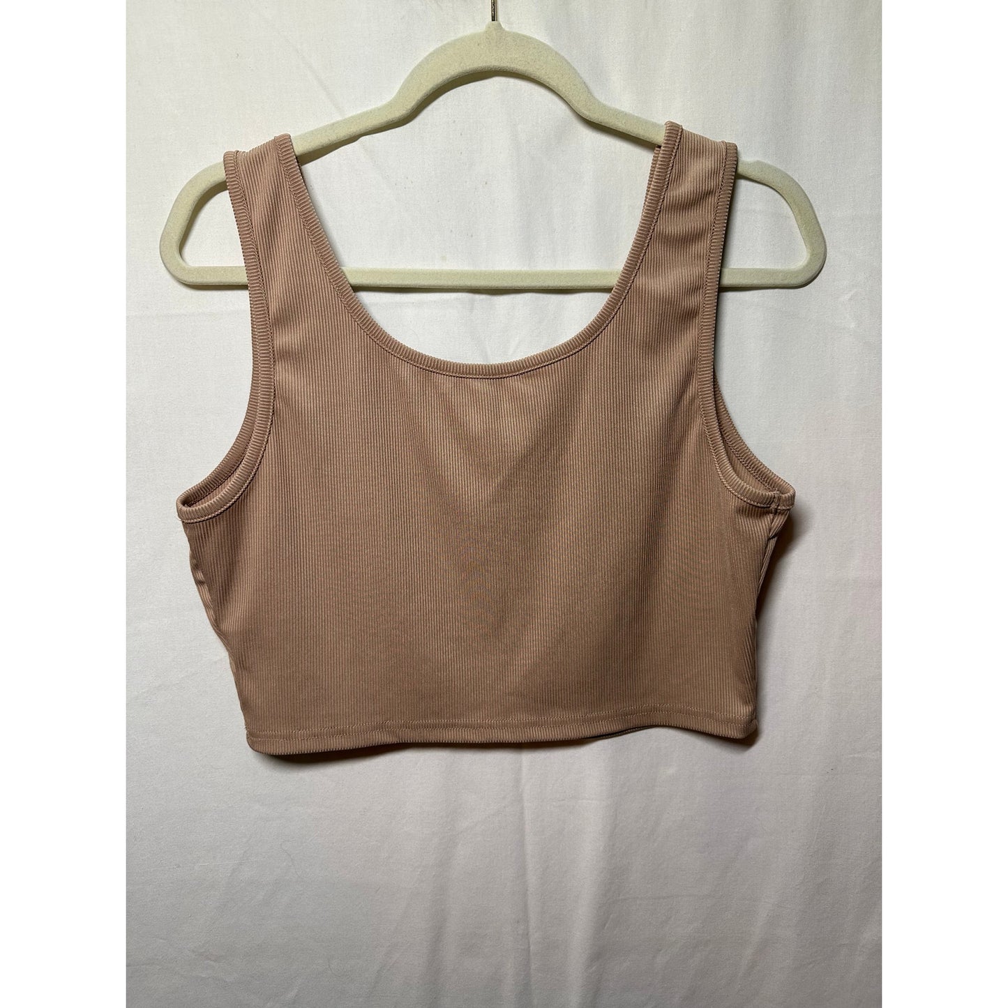 Shein Curve Ribbed Tan Crop Top - Size 1XL