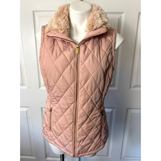 Calvin Klein Soft Pink Quilted Vest - Cozy Chic Elegance - M