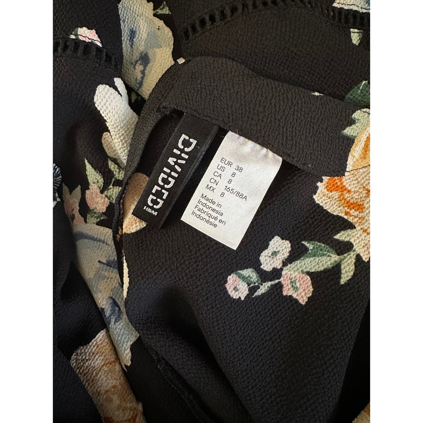 Divided by H&M Black Floral Fit-and-Flare Dress - Size 8