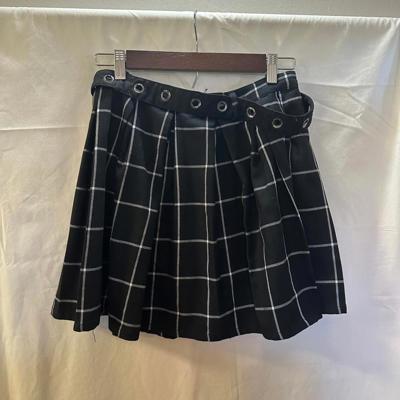 Hot Topic Black and White Plaid Skirt with Belt - Size M