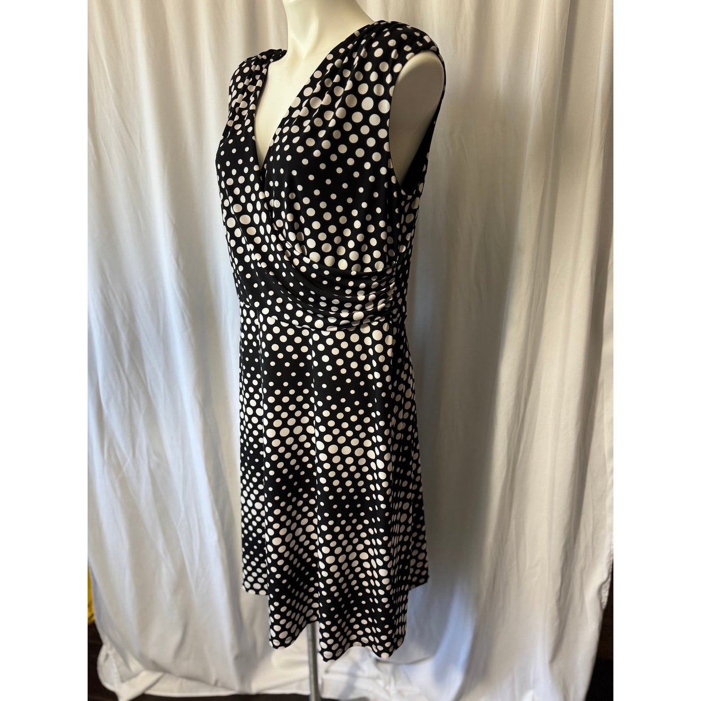 I.N. Studio Black and White Polka Dot Wrap Dress - 1X